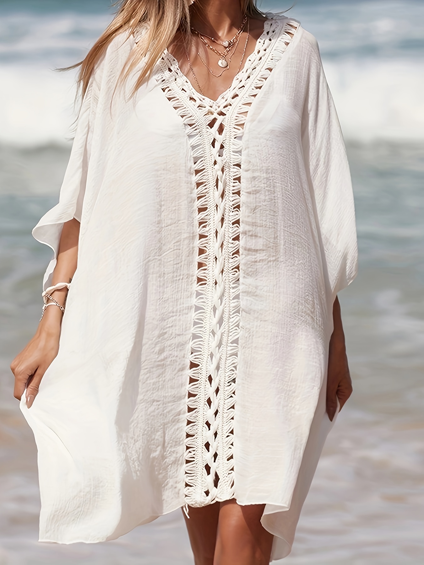 White crochet trim hot sale maxi cover up