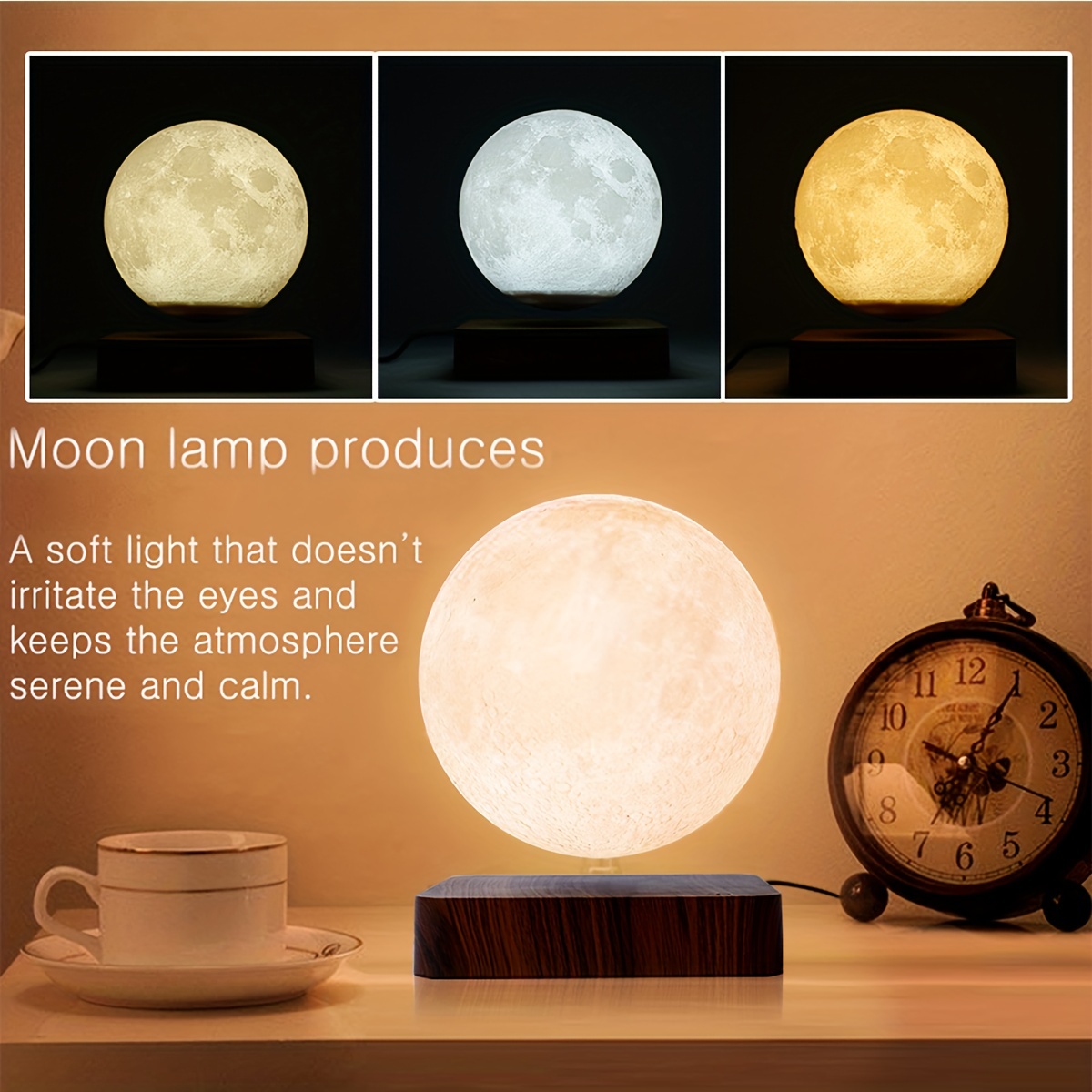 VGAzer Lámpara de luna con impresión 3D, lámparas de luz de luna levitante  magnética para el hogar, decoración de oficina, regalo creativo, 6