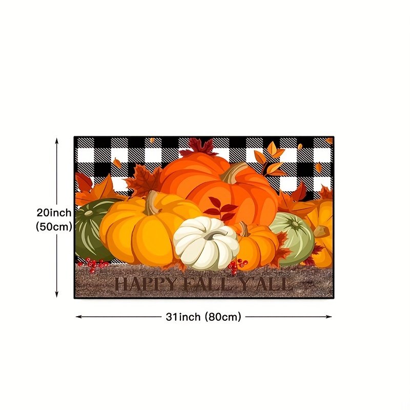 3PCS Autumn Pumpkin Print Floor Mat, Thanksgiving Pumpkin Maple