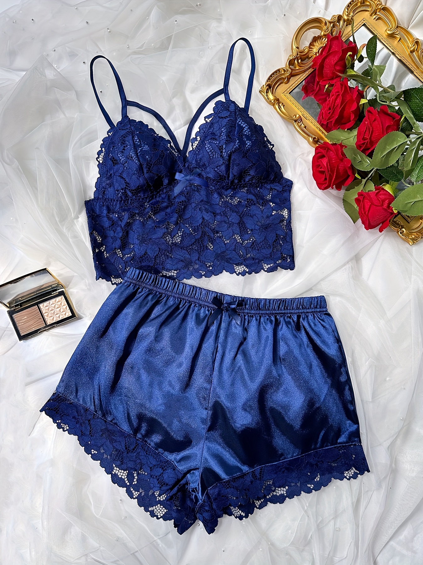 Buy Embrave Women's Net Lace Lingerie Set for Honeymoon Bra Panty Bikini Set  (Free Size) Online at desertcartUAE