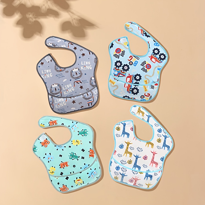 Baberos impermeables para bebés, babero de alimentación con bolsillo para  niños y niñas, 3 piezas (combinación 4, talla única)