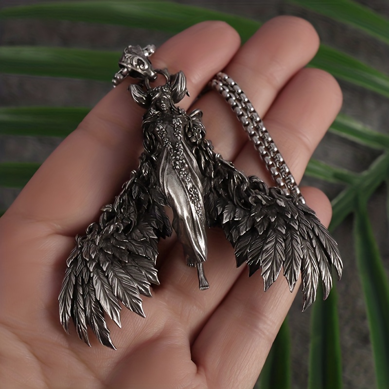 Retro Gothic Winged Devil Angel Pendant Necklace
