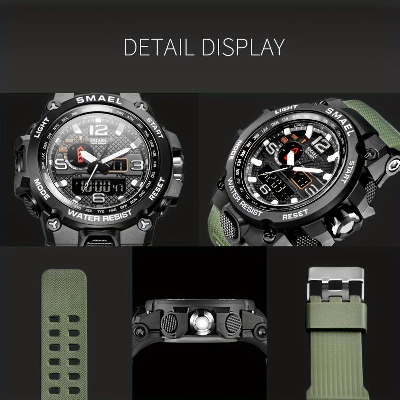 Relógio eletrônico moderno com pulseira de borracha e display