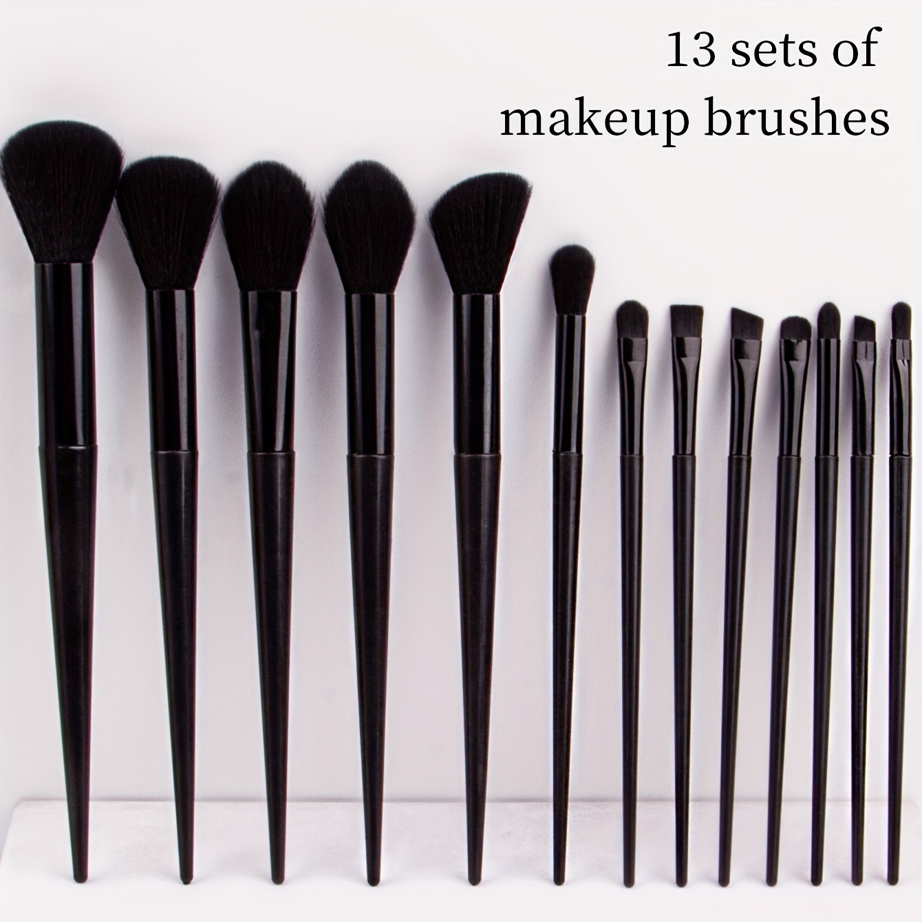 Makeup Brushes Premium Synthetic Bristles Black Handle - Temu