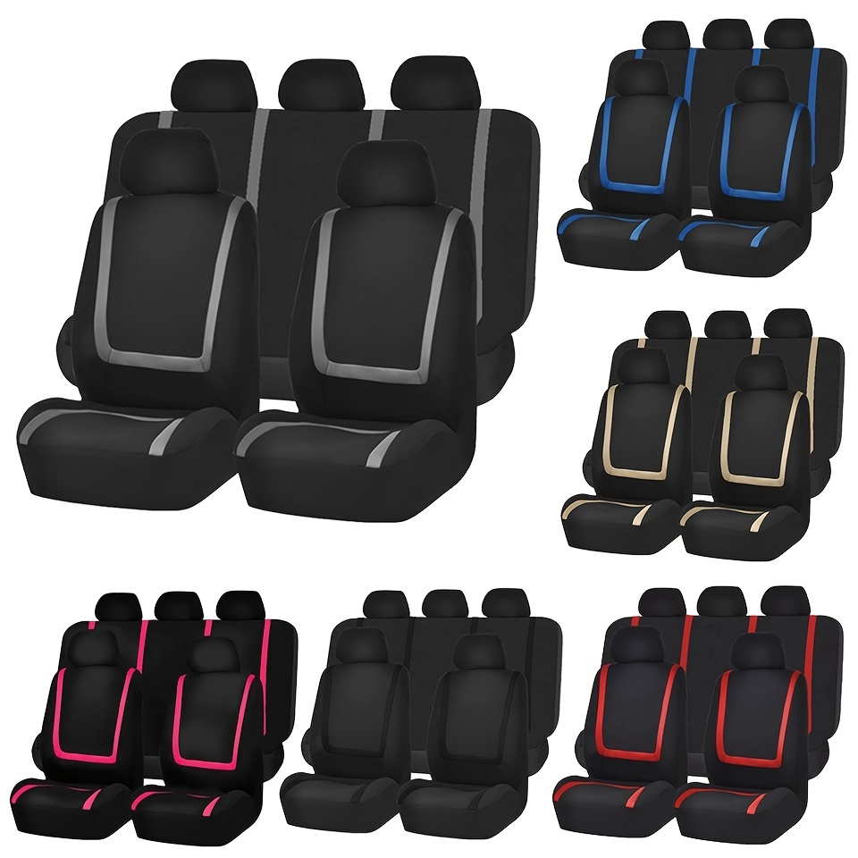 PIC AUTO Mesh and Leather Car Seat Covers Full Set Universal Fit 9