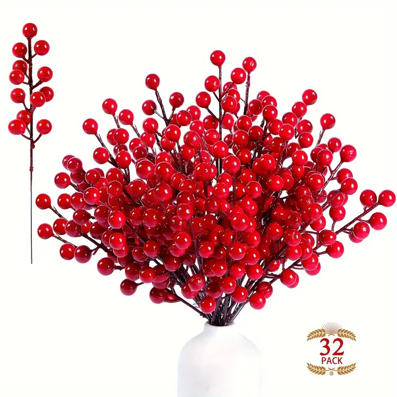 Artificial Red Berry Stems Christmas Red Berry Picks Holly - Temu