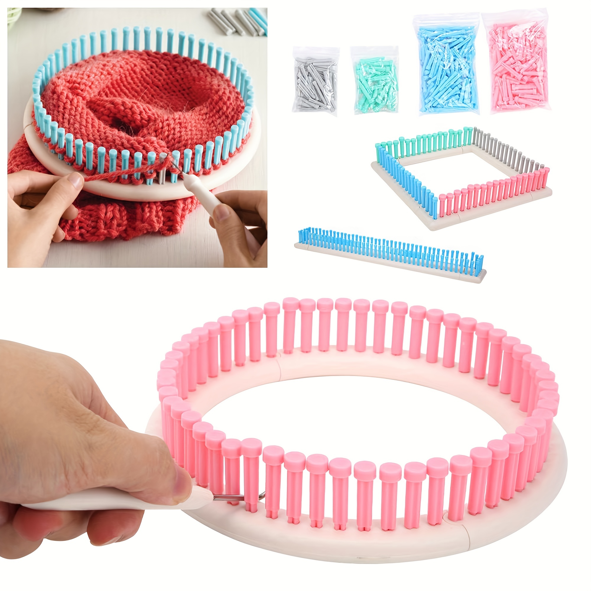 Knitting Loom Set, Round Knitting Looms with Adjustable Pegs for