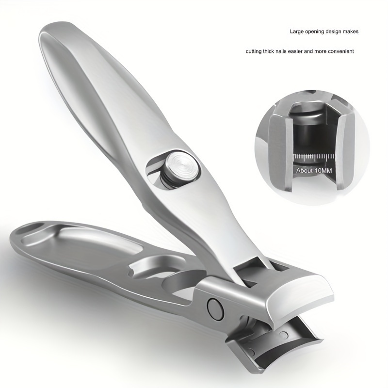 Large Splash-proof Stainless Steel Nail Clipper For Thick Nails