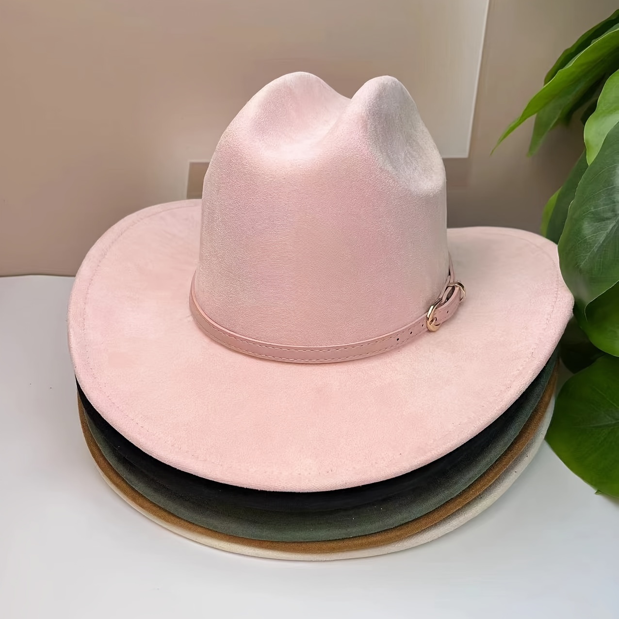 Sombrero de vaquero occidental, sombreros de Jazz, sombrero de sol ligero  para exteriores, sombrero de de piel sintética para adultos, vacacio Negro