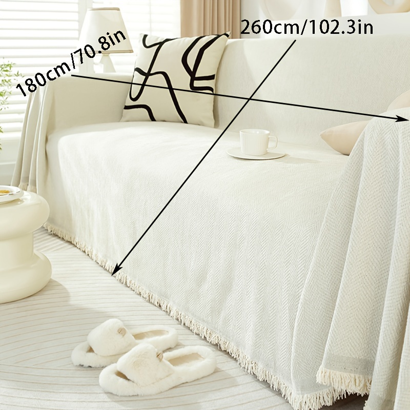 1pc ソファーカバーブランケット冬のプラッシュノンスリップソファスリップカバーペットアンチダーティーカウチカバーブラン Temu Japan