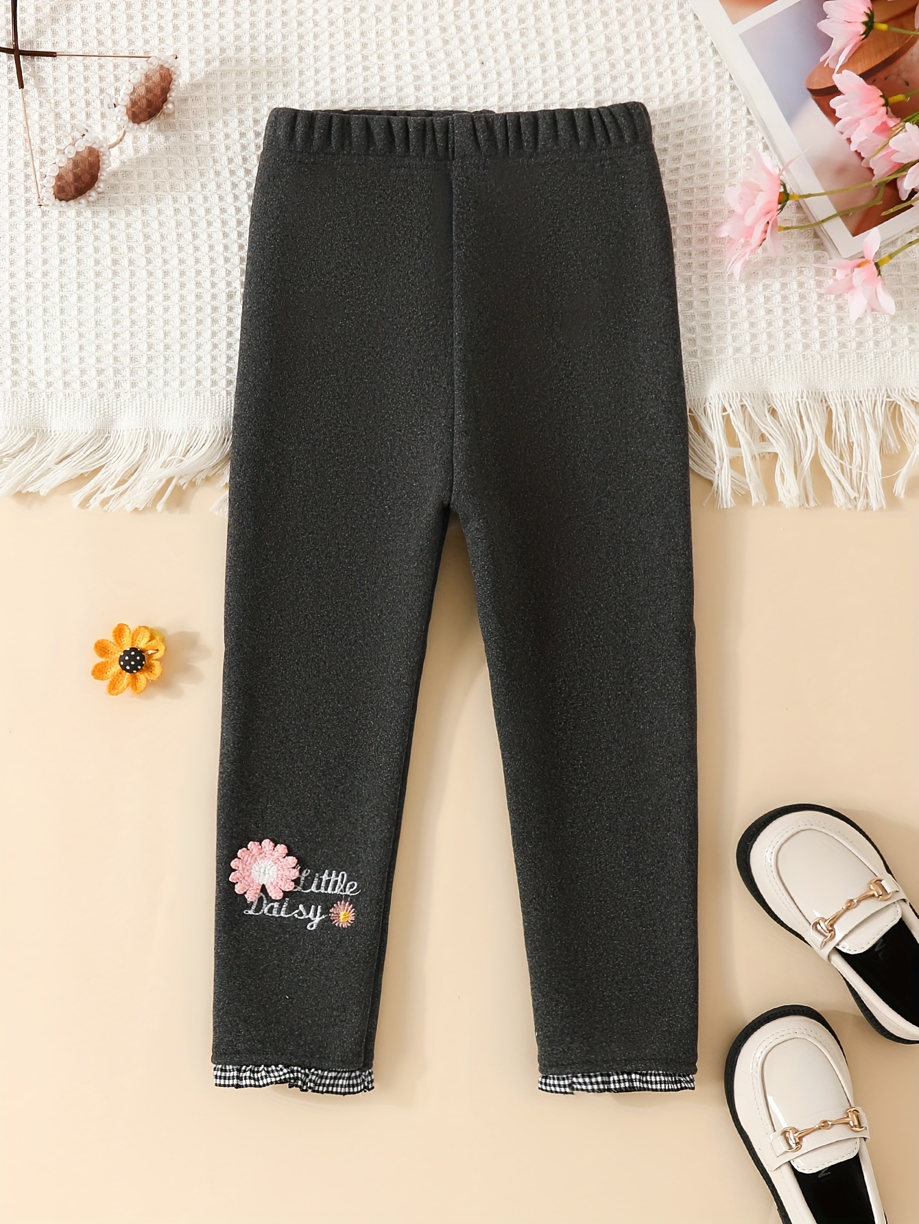 Leggings para niñas con forro polar, pantalones térmicos de algodón para  niños, leggings gruesos de invierno