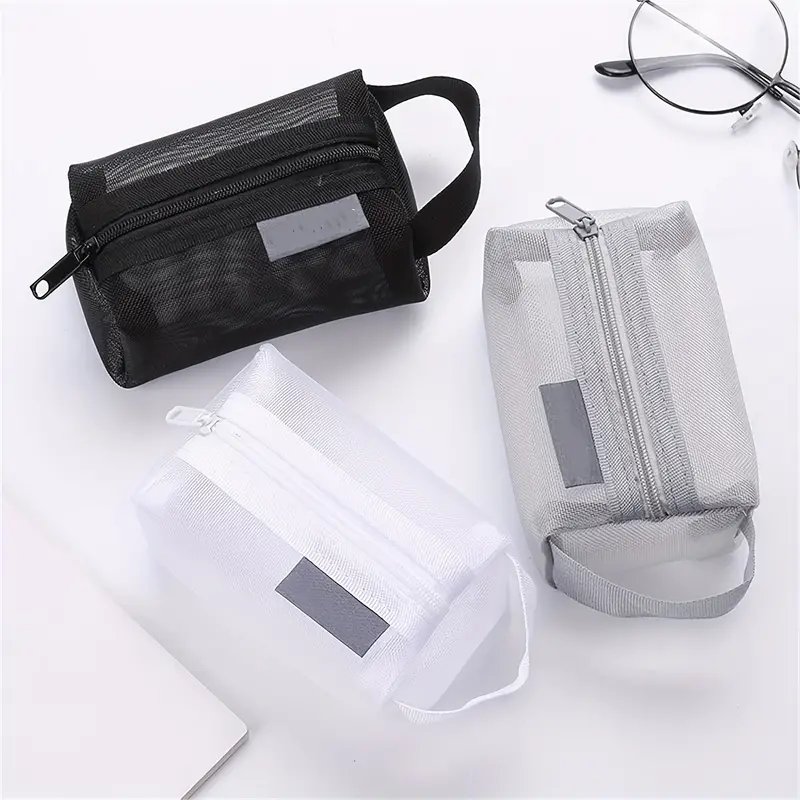 Portable Square Mesh Storage Bag Portable Mesh Cosmetic Bags - Temu