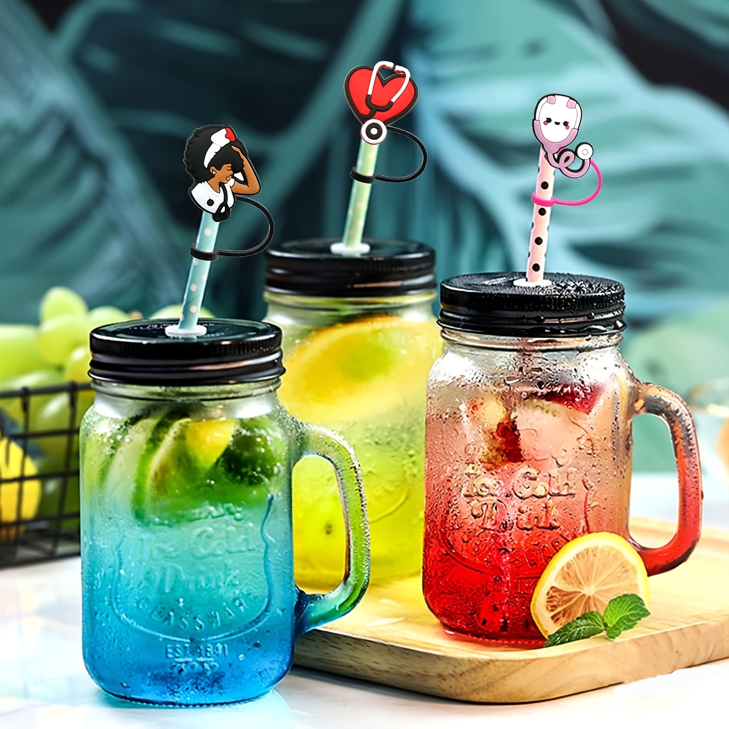 Silicone Cute Straw Cover - 12 Pack Cute Reusable Drinking Straw Caps Lids  Dust-Proof Straw Plugs for Straw Tips for Home Kitchen Accessories (Cute