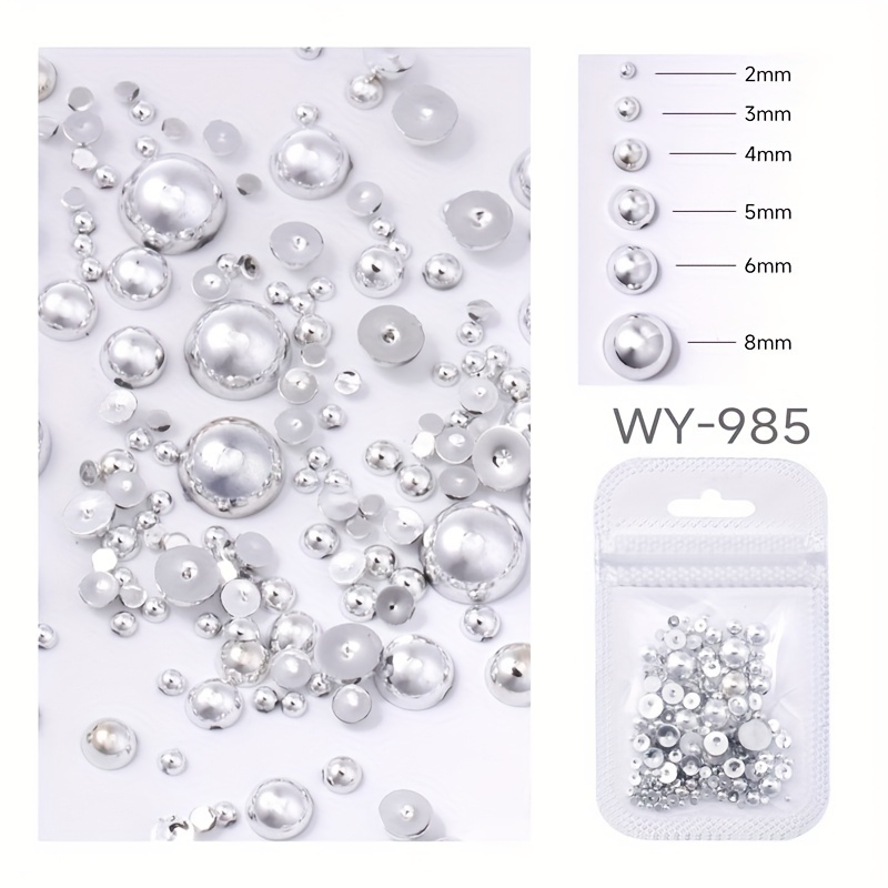 Nail Pearl Ornaments Rice Half Beads Illusion Flat Bottom - Temu