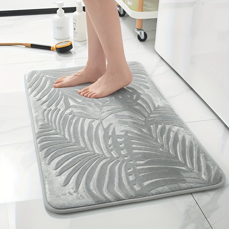 Leaf Pattern Bath Rug Non Slip Absorbent Bath Mat