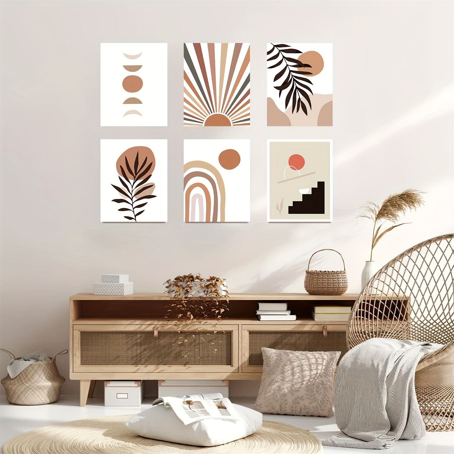 Boho Art Canvas Print Posters Abstract Geometric Canvas Wall - Temu