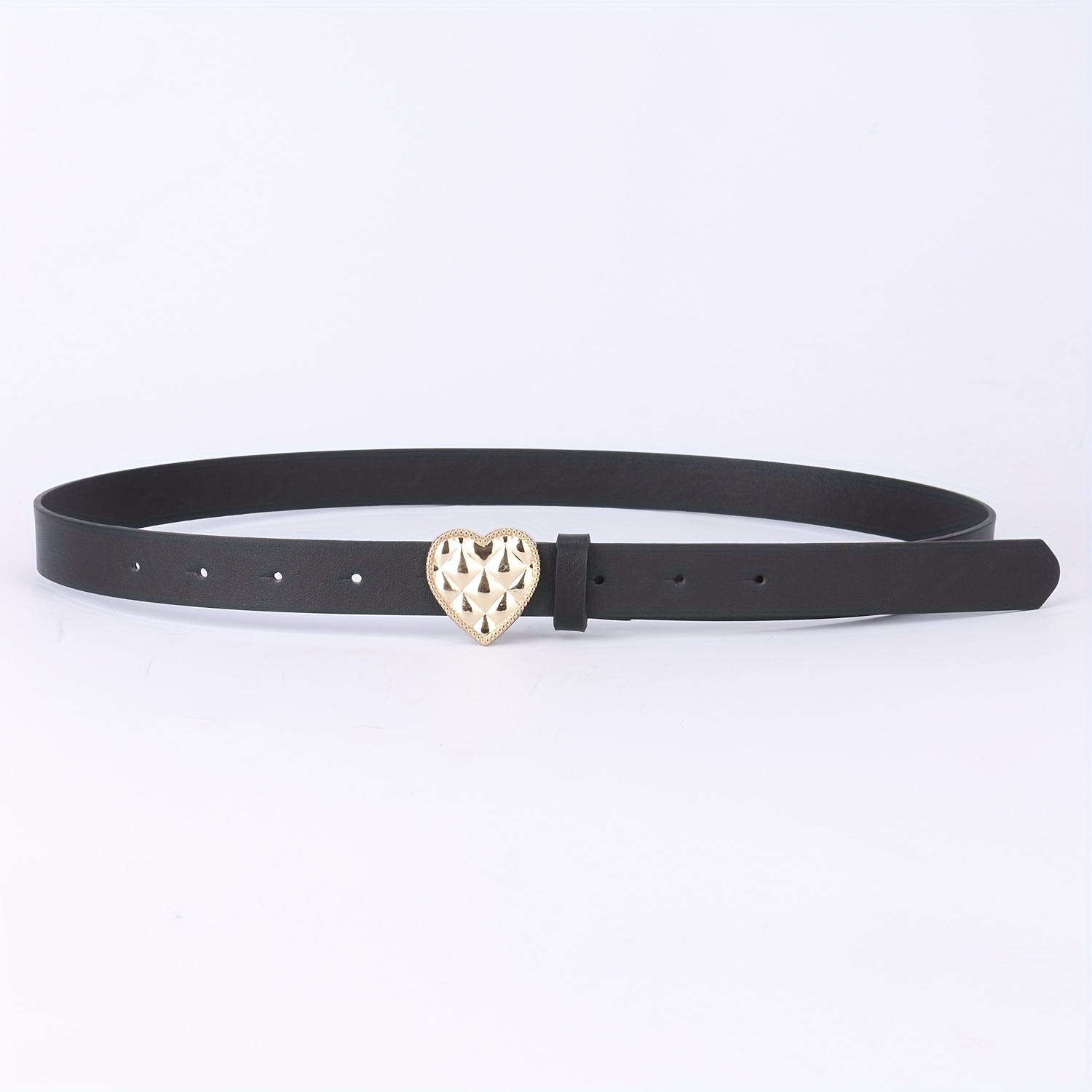 Heart-Shaped Golden Buckle Belt PU Leather Casual Jeans Belts
