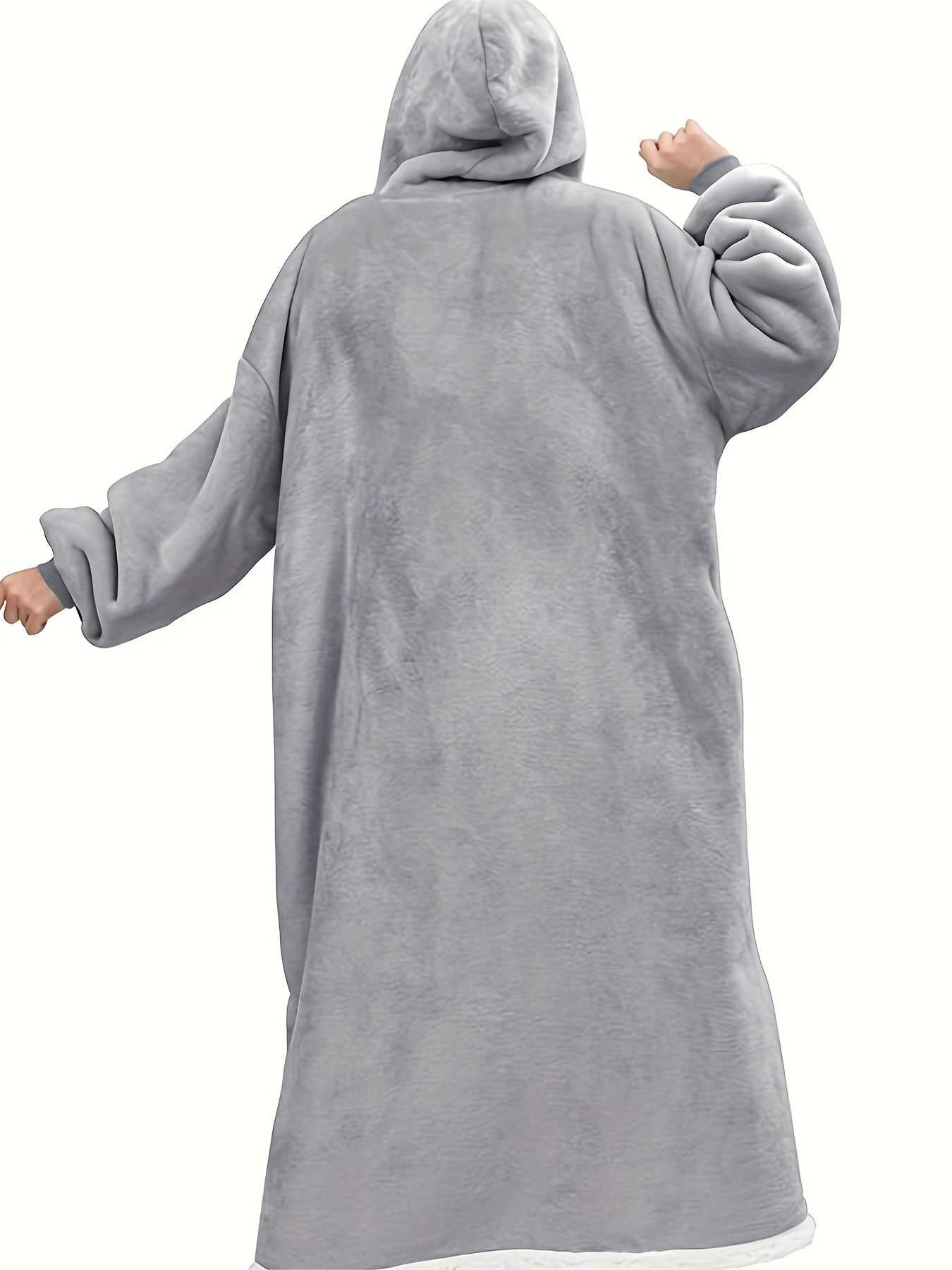 Plus Size Hooded Fleece Lounge Robe for Women