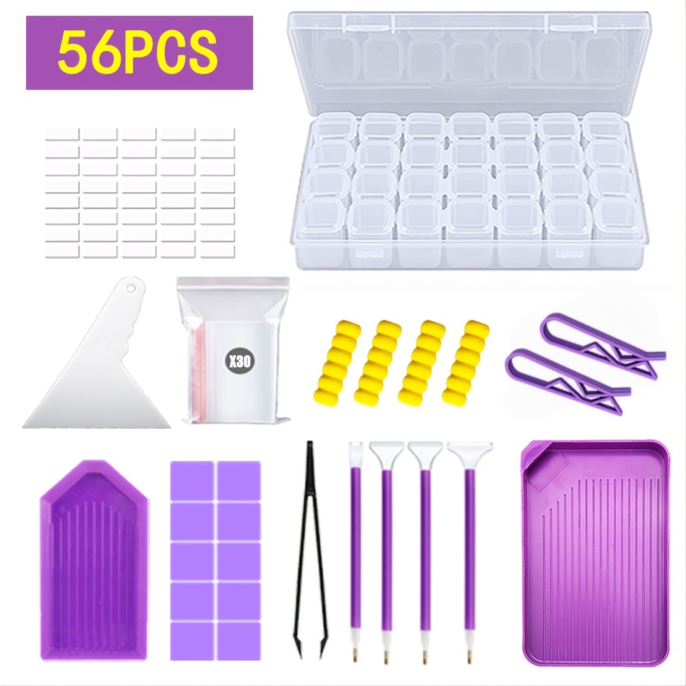 Purple Diamond Painting Tools Set, With Storage Box, DIY Diamond Art  Accessories, Diamond Painting Kits, Pen Tray Mat Funnel Beads Storage  Containers