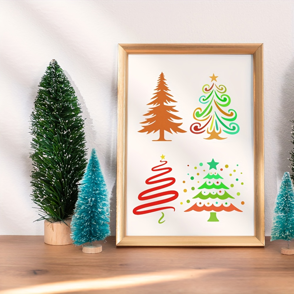 9PCS Large Christmas Stencils for Painting on Wood Wall, Christmas Theme  Pattern Templates for DIY Home Winter Christmas Decorations, Paint Wood