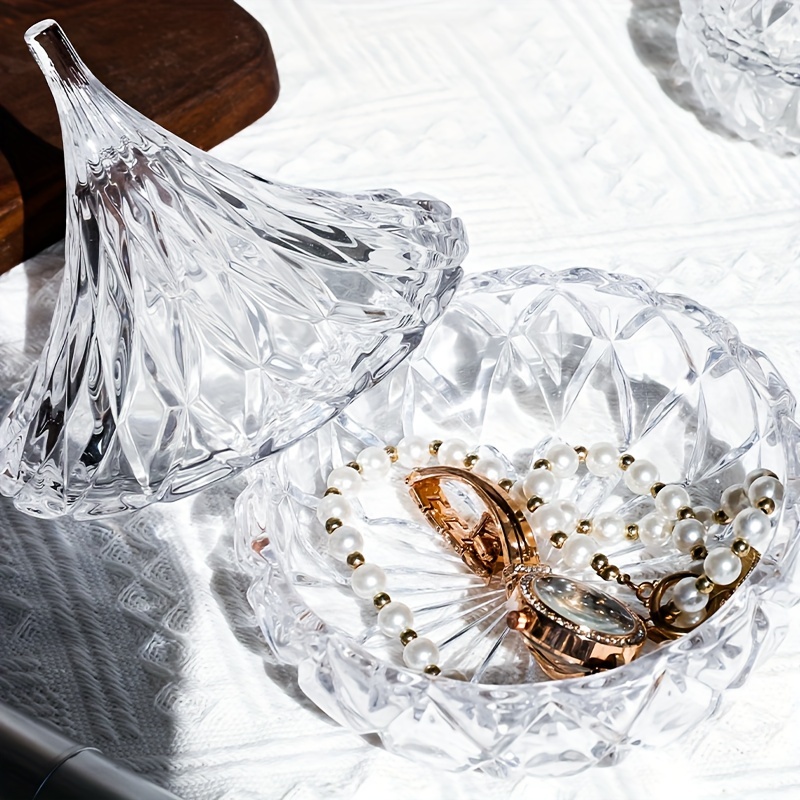 Glass Candy Server Clear Candy Jar With Lid Crystal Covered - Temu