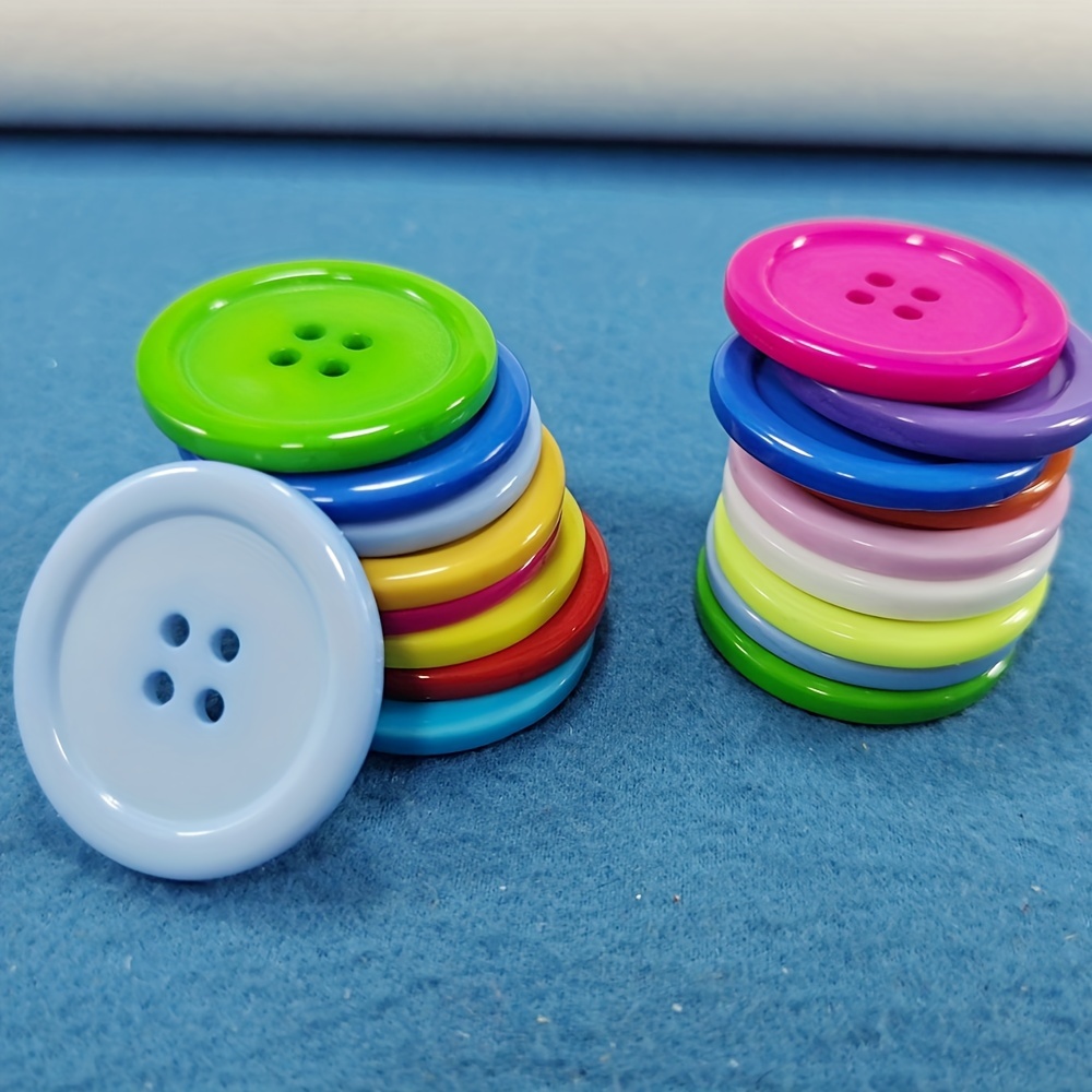 Craft Buttons 50pcs 28mm Mixed Color 2 Big Holes Plastic Buttons