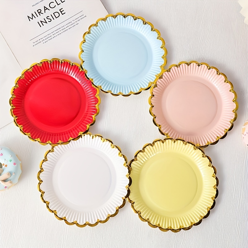 4inch Mini Plate Party Disposable Tableware Solid color Paper Plates  Birthday Party Wedding Cake Decor Supplies