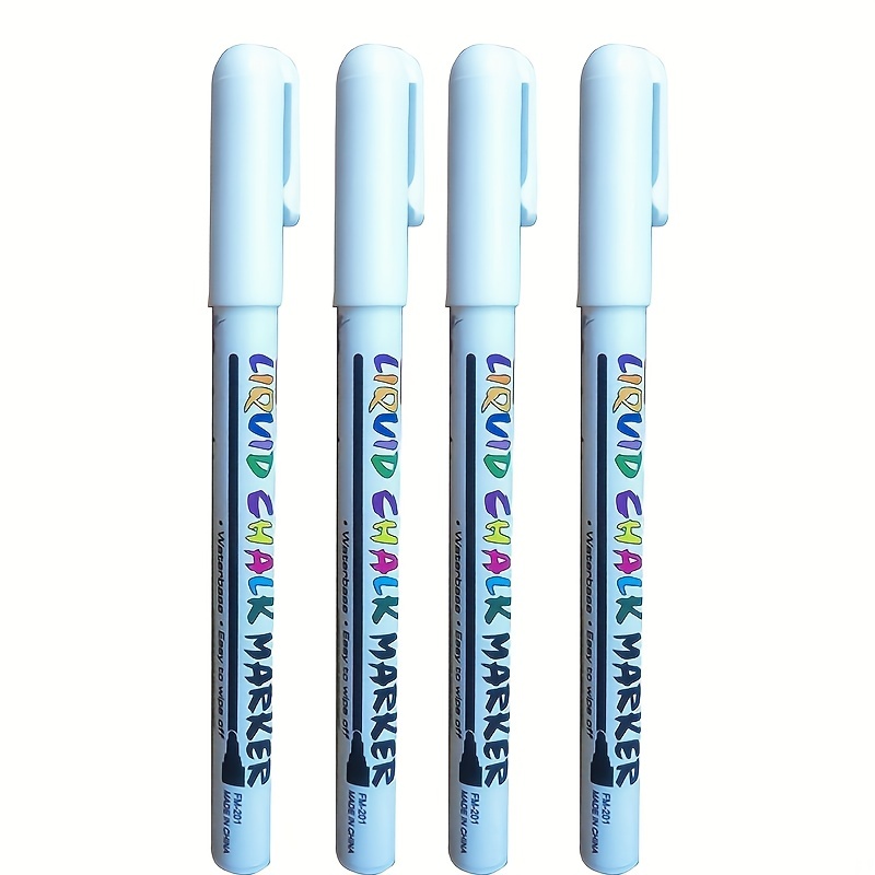 Extra Fine Tip White Chalk Markers (4 Pack 1mm Point) Chalk Pens - White  Dry Erase Marker Pen for Blackboard, Chalkboards, Windows, Glass, Bistro