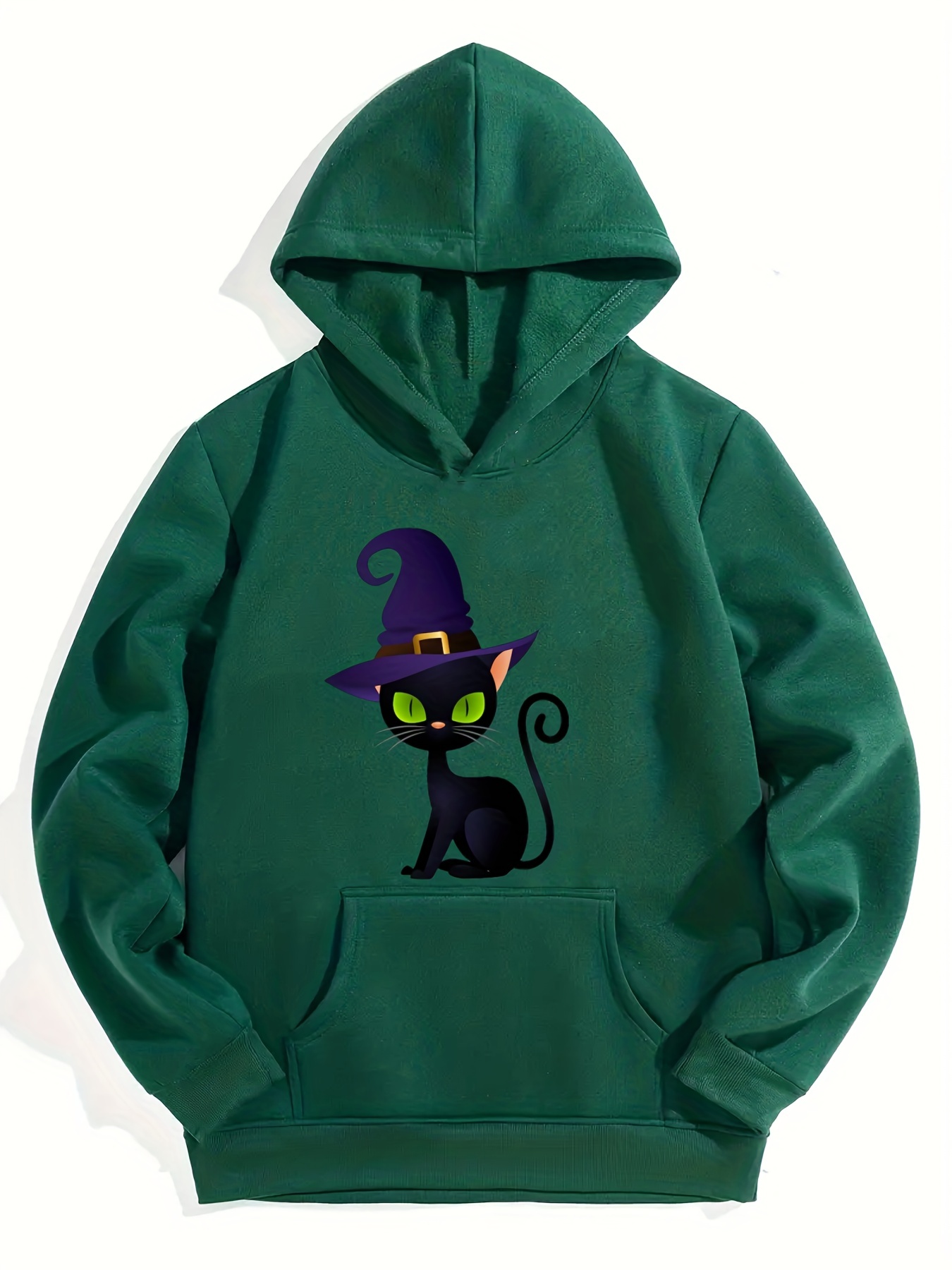 Kitten Witch Hat Hoodie Girls Halloween Top Kids Gift