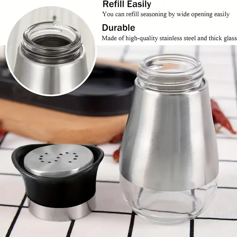 Glass Salt And Pepper Shakers Set With Adjustable Pour - Temu