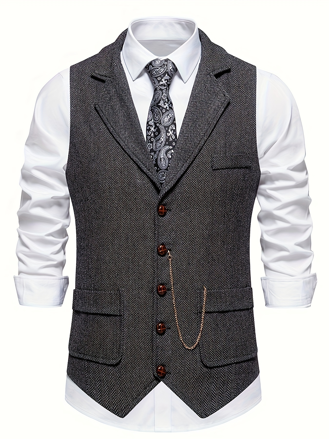 Mens Winter Groom Wear Wedding Dress Business Suit Party Suit Herringbone  Tweed 4Piece Peaky Blinders(Overcoat+Jacket+Pant+Vest)
