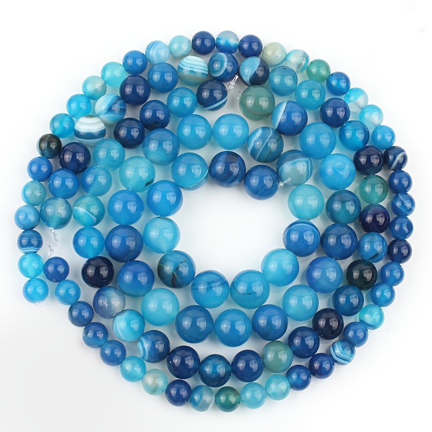  12MM Weathered Blue Agate Round Loose Beads Natural Gem Beads  Crystal Energy Stone Beads for Jewelry Making DIY Bracelet Necklace