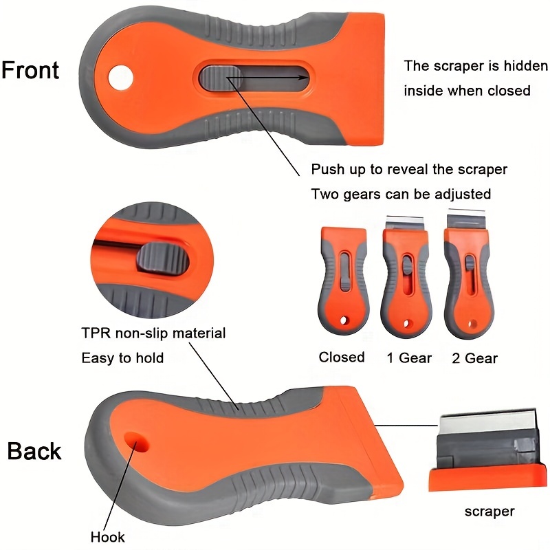 1 Set Plastic Razor Scraper With 10 Blades, Car Sticker Remover, Telescopic  Adjustment Knife, Cleaning Scraper Tool For Removing Labels, Stickers,  Decals, Paint From Glass And Stoves