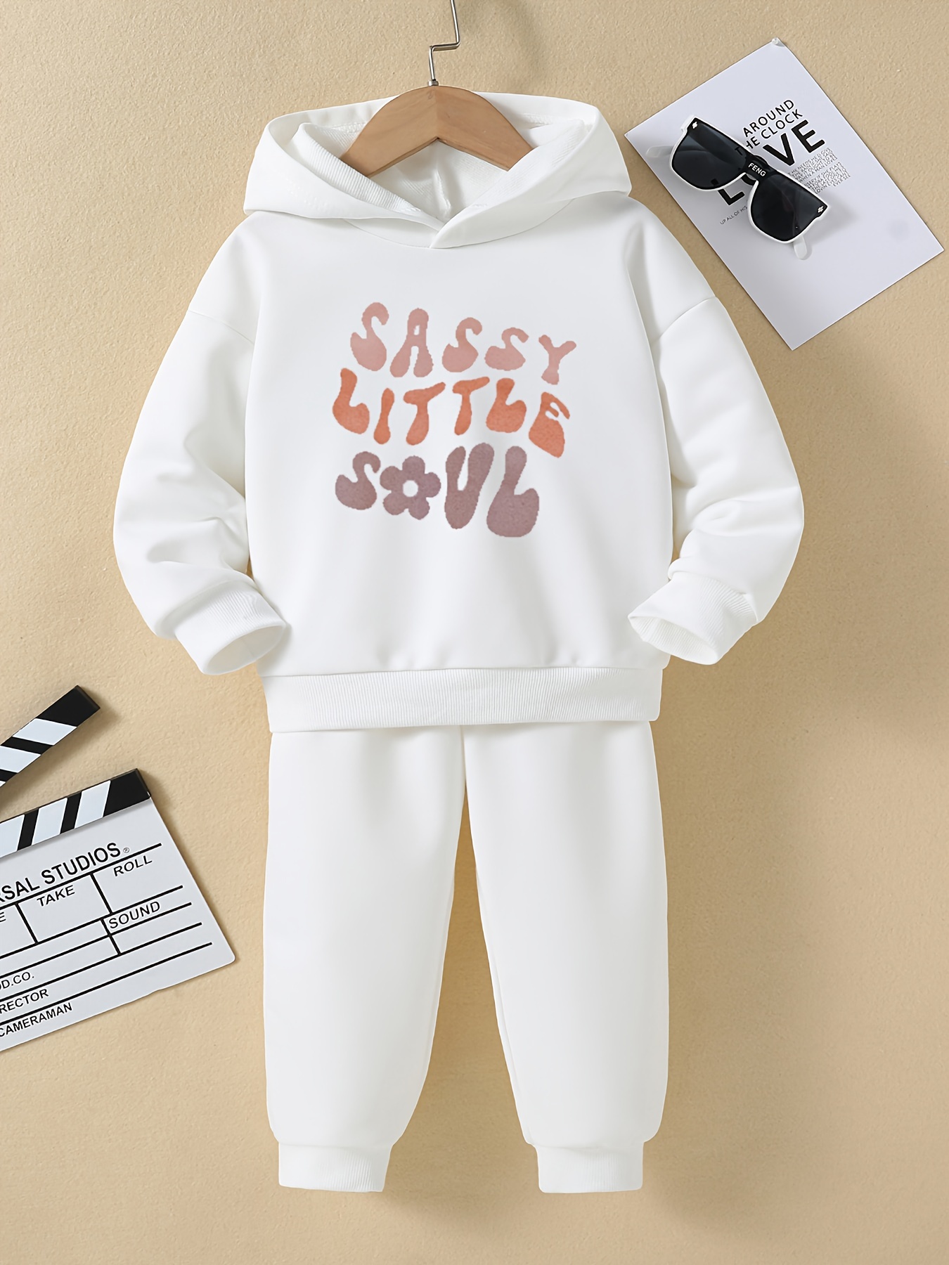 Kids Outfits Sassy Little Soul Print Hooded Pullover + - Temu