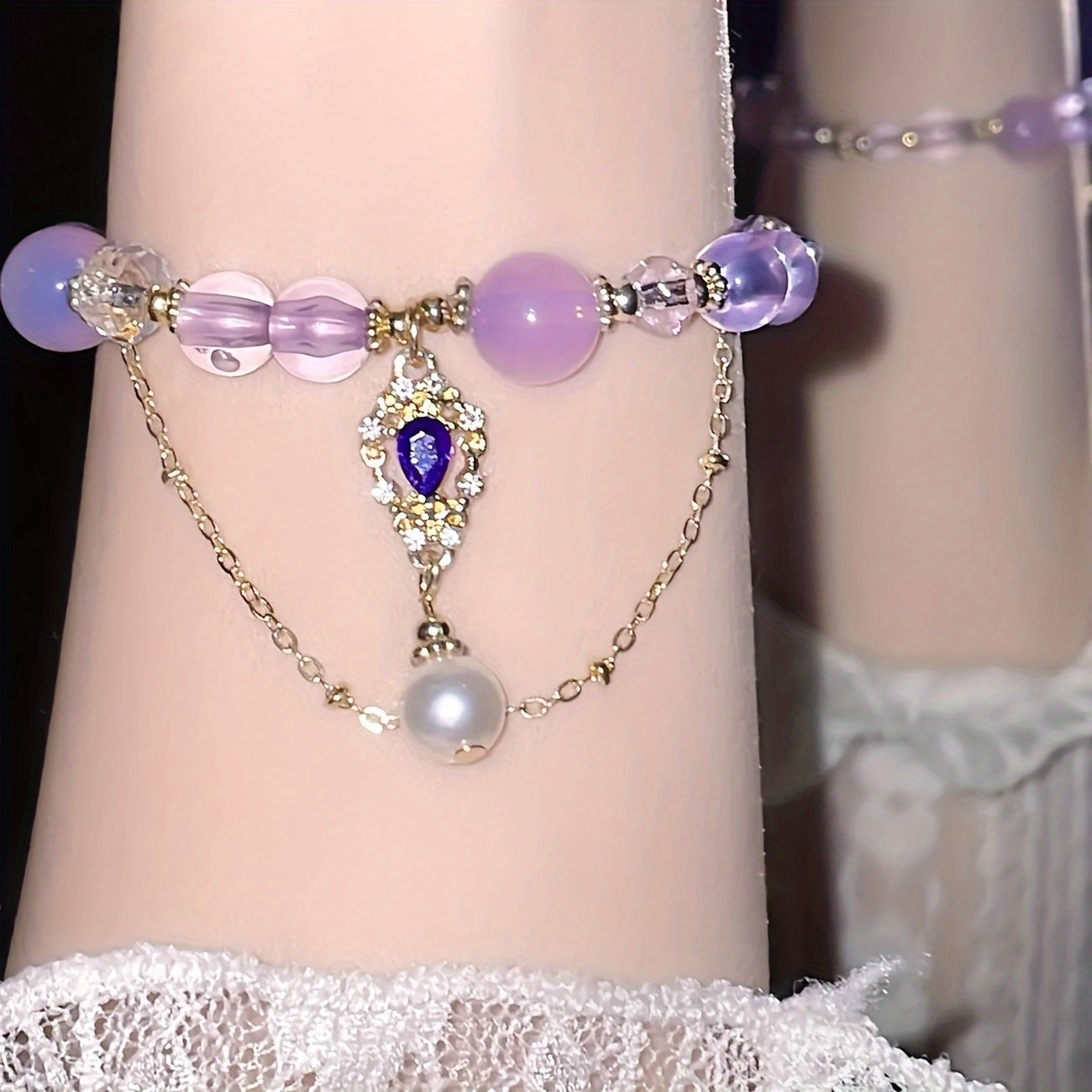 Buy Lavender Amethyst Beaded Bracelet 8mm, Light Purple Bracelet for Women,  Luxury Gift for Girl Online in India 