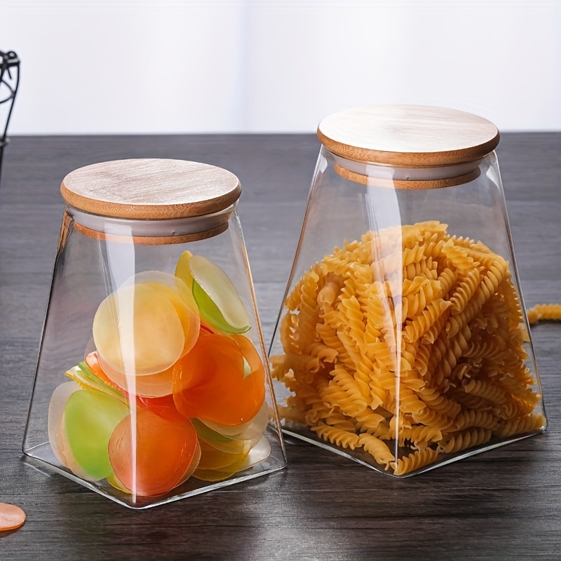 Creative Glass Food Storage Containers with Wooden Lid Kitchen Snack Fruit  Candy Nut Sundries Storage Organizer for Kitchen - AliExpress