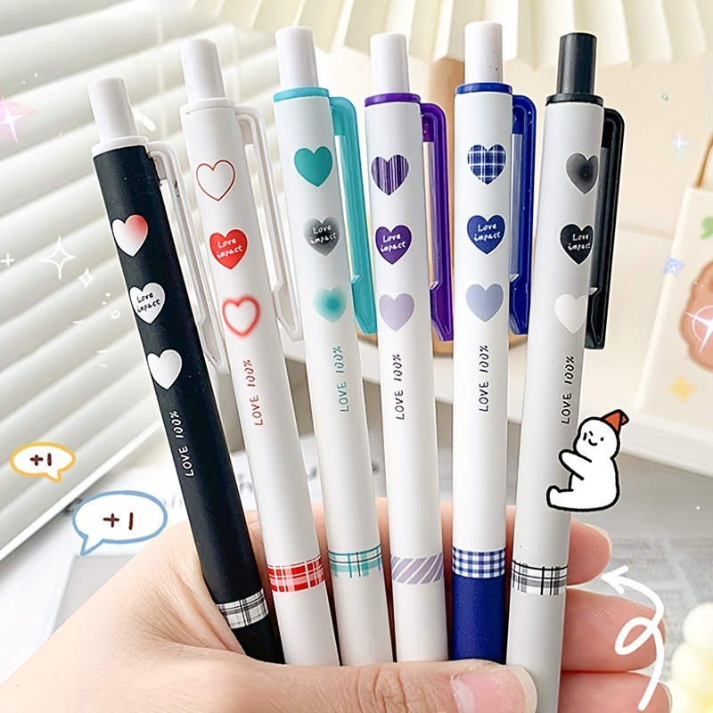 Black Cute Heart Shaped Click Gel Ink Pens For Students - Temu