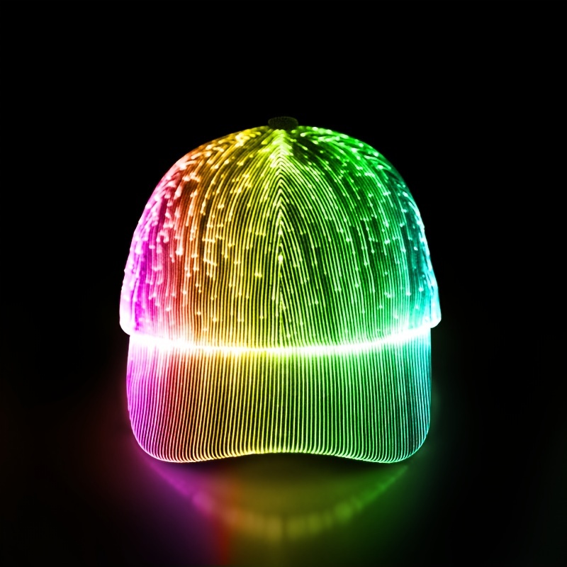 Casquette de baseball lumineuse à fibre optique led pour le festival de  musique rave Noël Hip Hop Hat