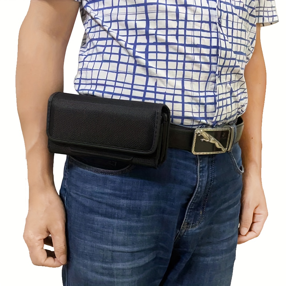 Oxford Cloth Double Layer Belt Bag Cell Phone Pouch Holder Belt Clip Waist  Bag