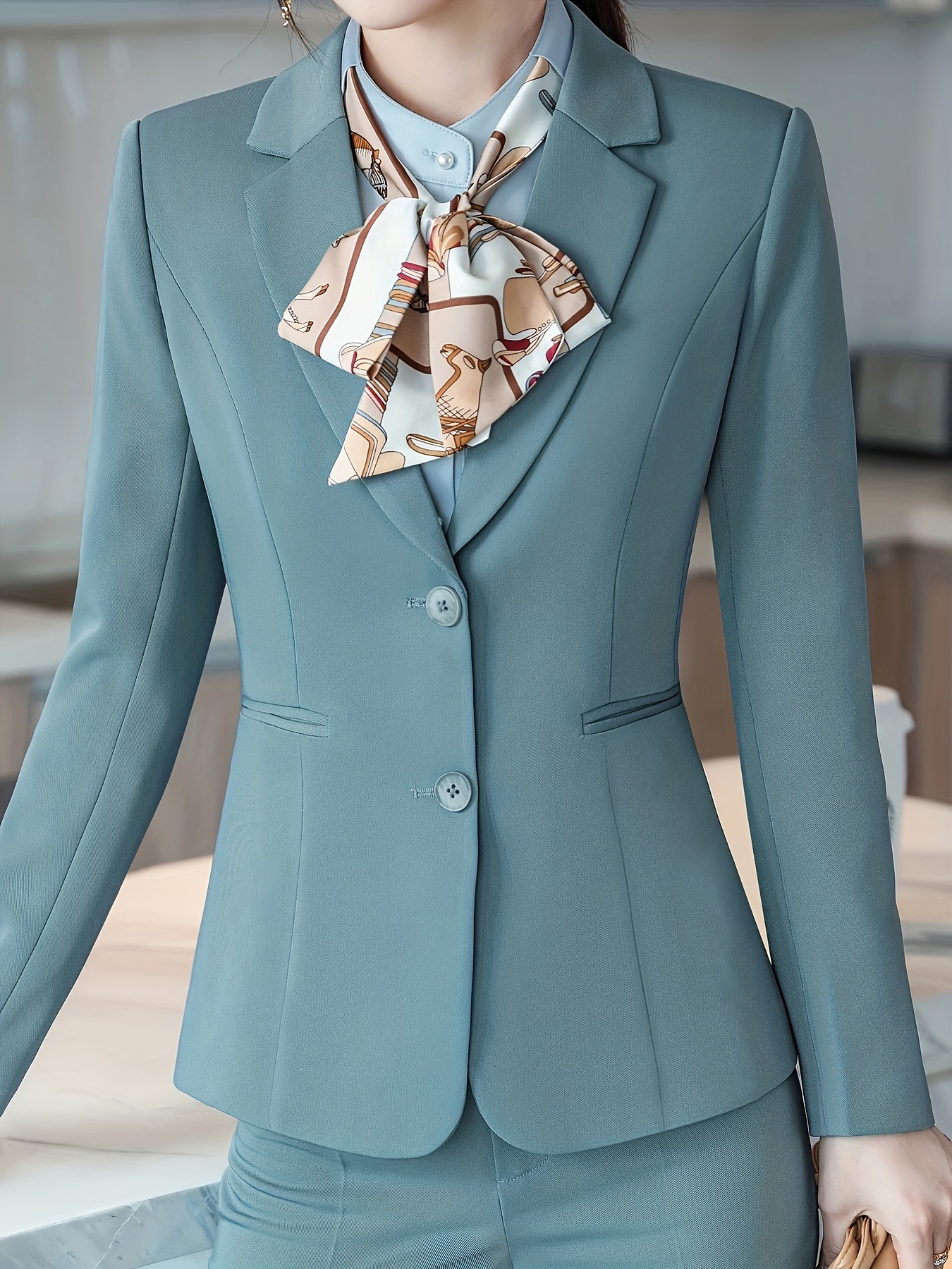 Women's Casual Office Suit Solid Long Sleeve Button Blazer - Temu