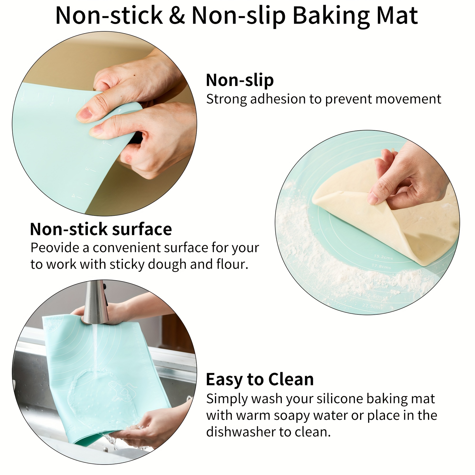 1pc Anti-slip Silicone Dough Mat For Baking, High Temperature