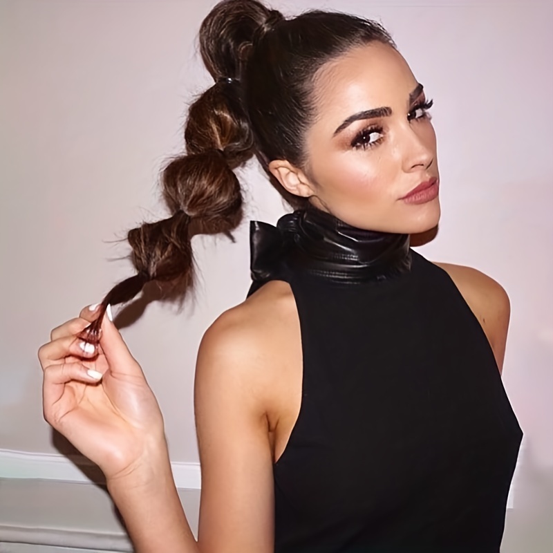 Long Bubble Ponytail Extensions Synthetic Clip In Hair Natural Look