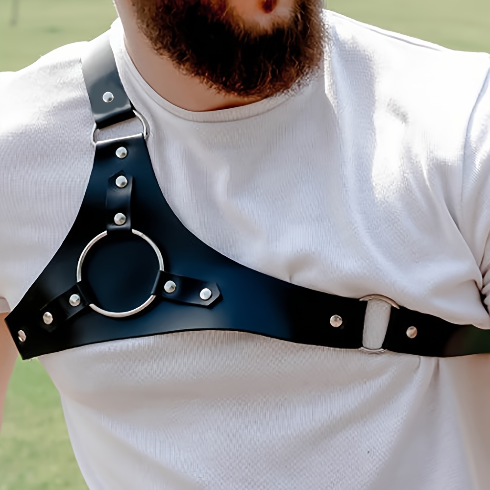 Men's Adjustable Leather Body Chest Harness Belt Shoulder Cage Belt  Clubwear Costume