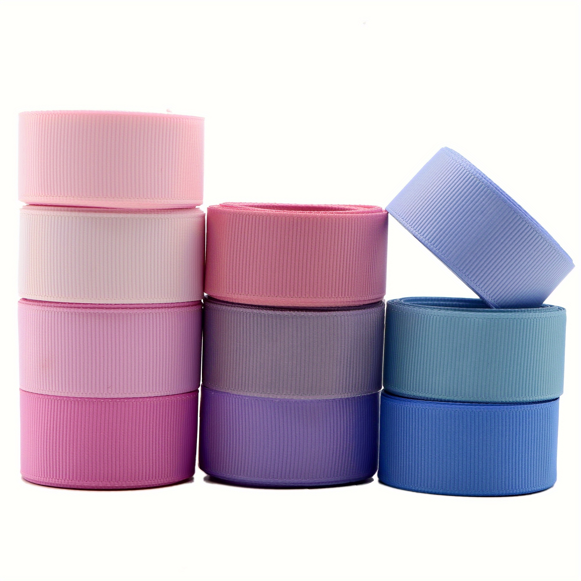 

10 Rolls, 0.86inch/22mm X 2 Yards/roll Pink Blue Gradient Color Series Solid Grosgrain Ribbon Set For Gift Wrapping Ribbon Holiday Diy Craft Ribbons For Home Party Decor