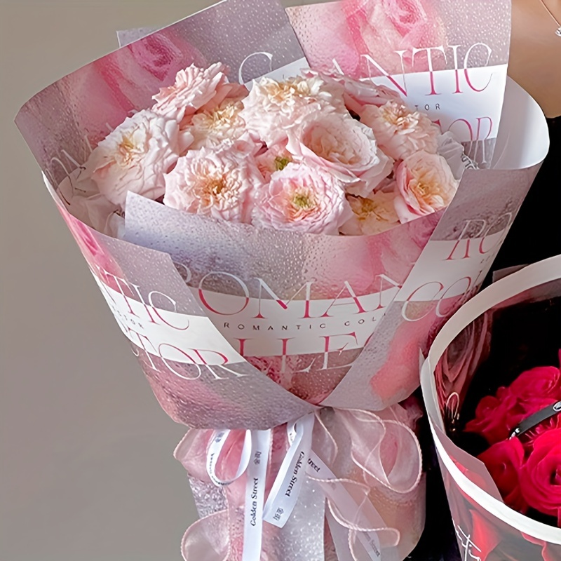 Love Rose English Flower Wrapping Paper Gift Packaging - Temu