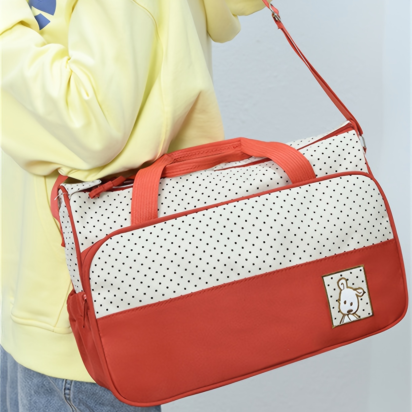 5pcs Polka Dot Mommy Bag Set, Stylish & Spacious