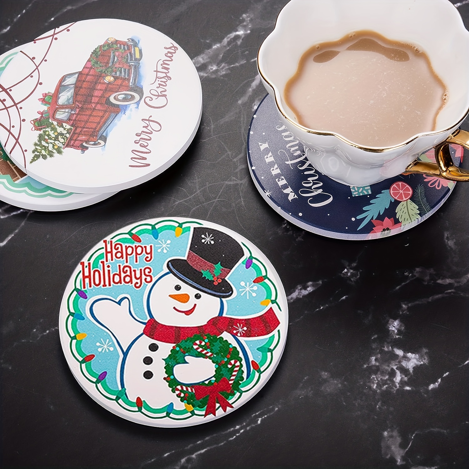 Happy Merry Tea Coaster