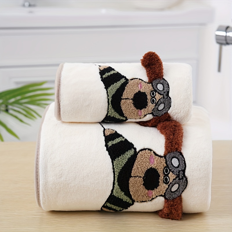 Cute Dog Cartoon Embroidery Towel Set, Household Bath Linen Sets, Soft  Skin-friendly Hand Towel Bath Towel, Absorbent Towels For Bathroom, 1 Bath  Towel & 1 Hand Towel, Bathroom Supplies - Temu