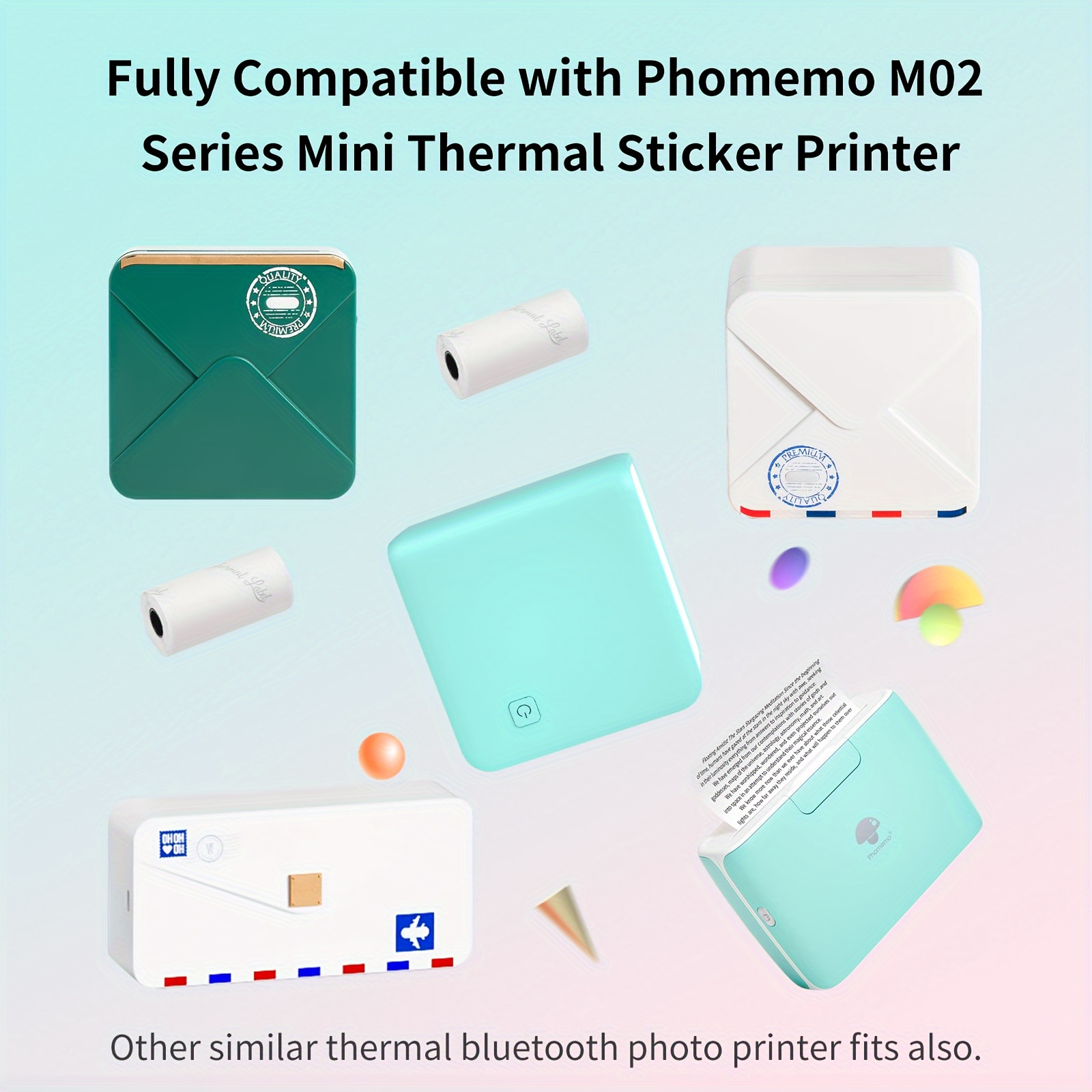 Phomemo T02 Mint Green/Lavender Purple/Light Orange, Adhesive Thermal  Paper, Color Printer Paper, Compatible with T02 M02X, 1.96 x 11.4'  (50mmx3.5mm)/Roll, Black Text, Keep for 20 Years, 3 Rolls - Yahoo Shopping