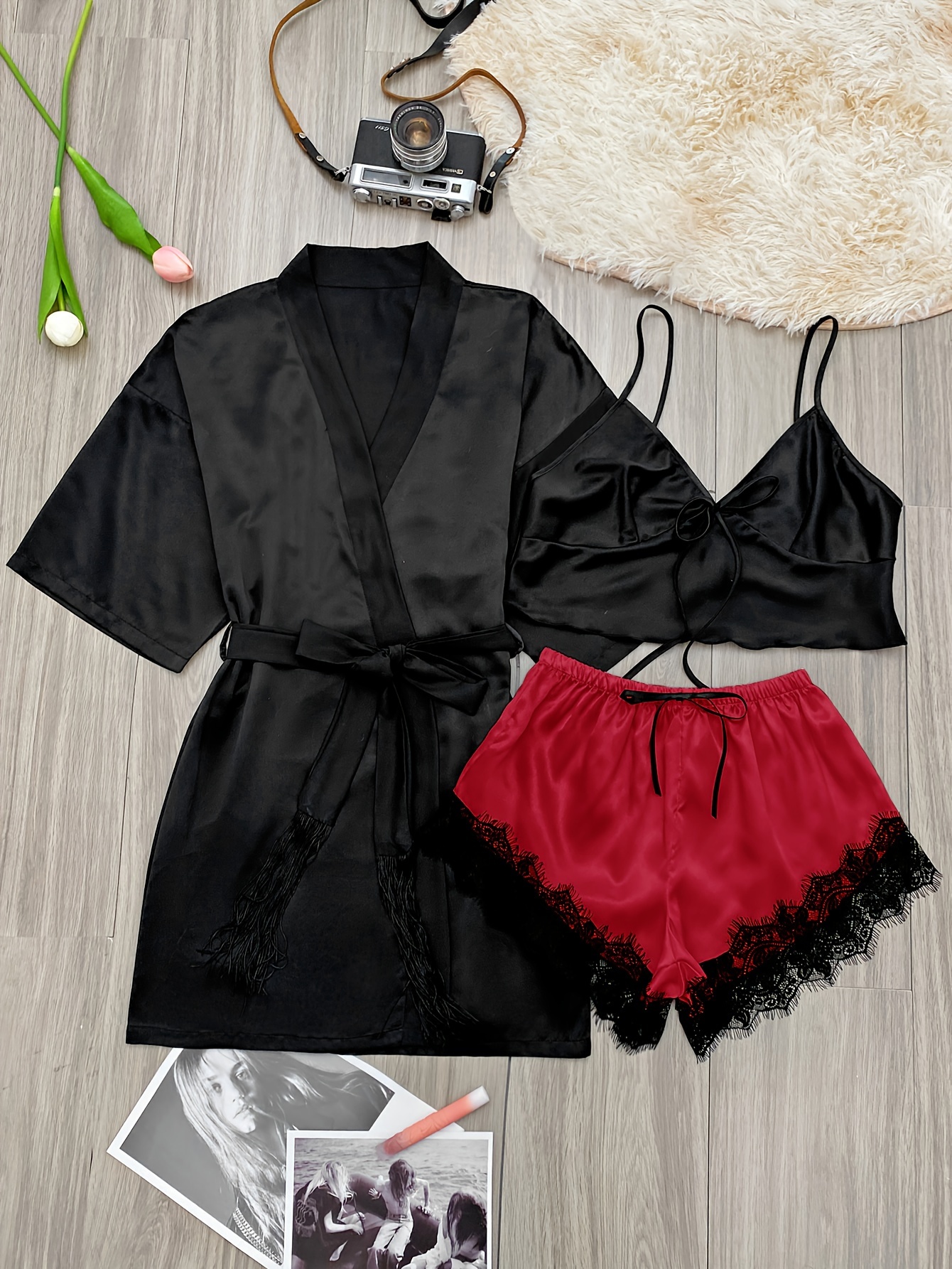 Cami Pajamas Sets for Women Soft Comfy Silk Lace Trim Tank Top and Shorts  Sleeveless V-Neck Nightwear 2 Piece Cute Pjs Sets